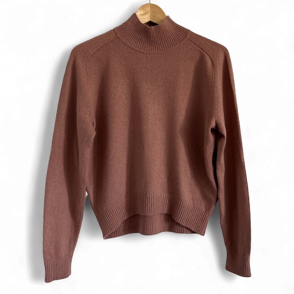 Babaton Cashmere Wool Rose Mock Turtleneck High-Low Sweater - Picture 1 of 3